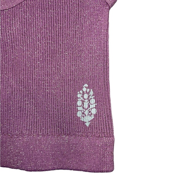 NWOT Free People Movement Purple Happiness Runs Scoop Neck Lurex Sport Bra - Picture 5 of 8